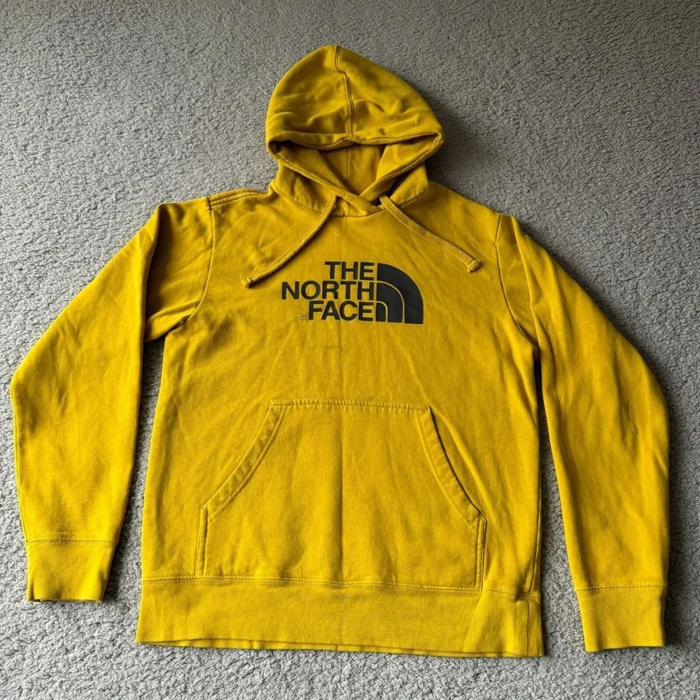 The North Face‎ Hoodie Mens Small Yellow Sweater Sweatshirt Outdoor Fleece Lined